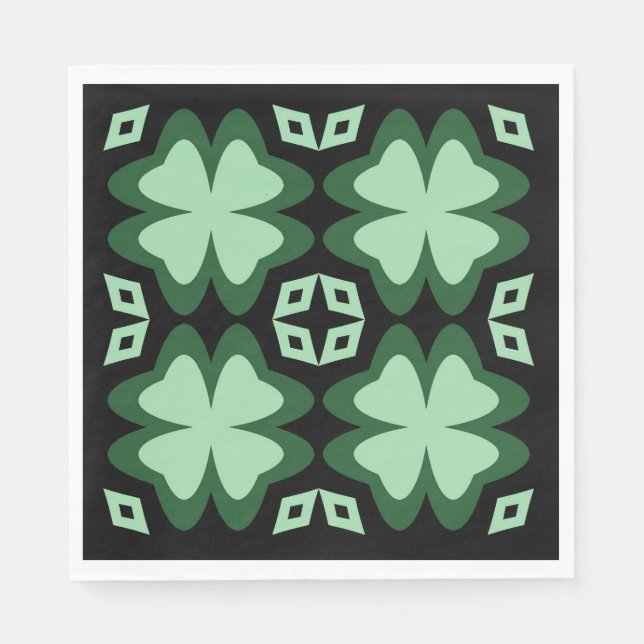 St Patrick's Day Lucky 4-leaf Clovers Napkin (Front)