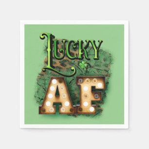 St. Patrick's Day Lucky AF Irish Marquee Lights Napkin