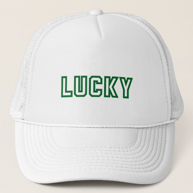 St. Patrick's day, Lucky Bold Font Trucker Hat (Front)
