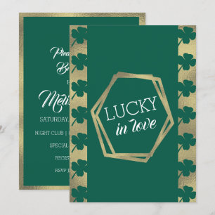 St. Patricks Day Lucky Bridal Shower Green Gold Invitation