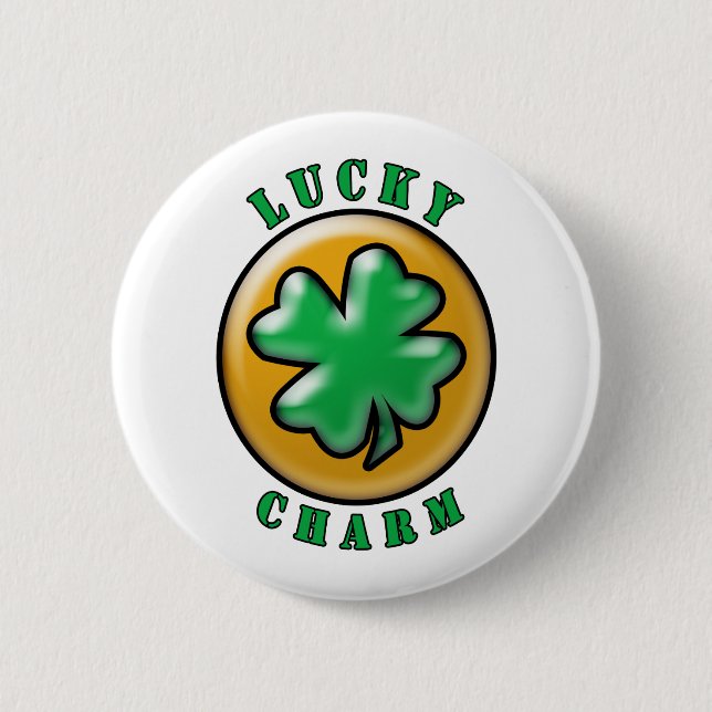 St. Patrick's Day Lucky Charm 4 Leaf Clover 6 Cm Round Badge (Front)