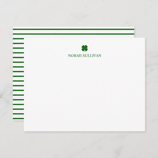  St Patricks Day Lucky Clover Green Stripe Irish Card (Front/Back)
