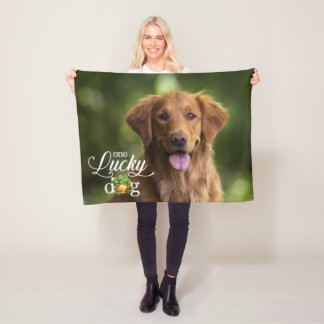 St. Patrick's Day Lucky Dog Custom Photo Fleece Blanket