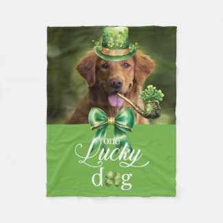 St. Patrick's Day Lucky Dog Funny Custom Photo Fleece Blanket