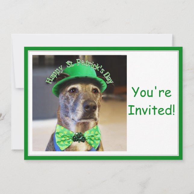 St Patrick's Day Lucky Dog Invitation (Front)