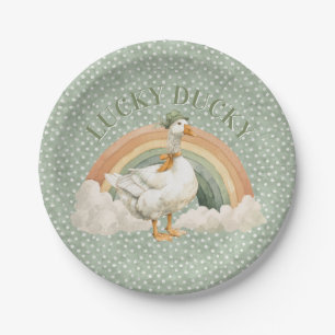 St Patrick's Day Lucky Ducky with Rainbow Paper Plate