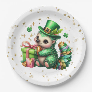 St. Patrick's Day Lucky Hedgehog Paper Plate