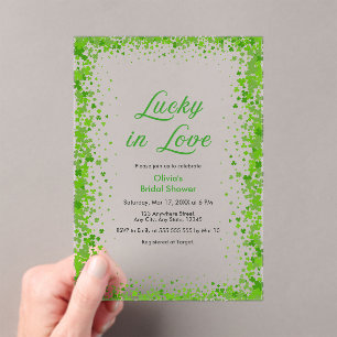 St Patrick's Day Lucky in Love Bridal Shower  Acrylic Invitations