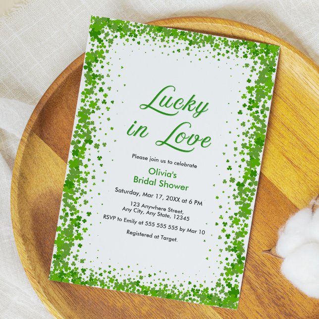 St Patrick's Day Lucky in Love Bridal Shower  Invitation (St Patrick's Day Irish Lucky in Love Bridal Shower Invitation )