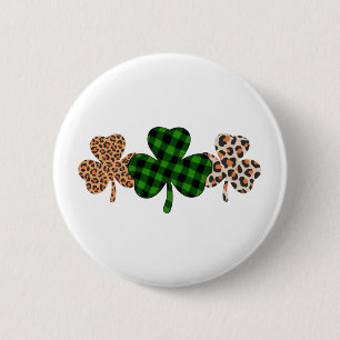 St Patricks Day Lucky Irish Green Plaid Shamrock 6 Cm Round Badge