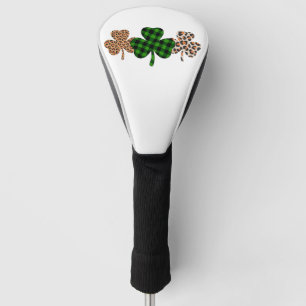 St Patricks Day Lucky Irish Green Plaid Shamrock Golf Head Cover