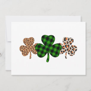St Patricks Day Lucky Irish Green Plaid Shamrock  Invitation