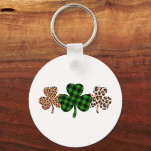 St Patricks Day Lucky Irish Green Plaid Shamrock  Key Ring