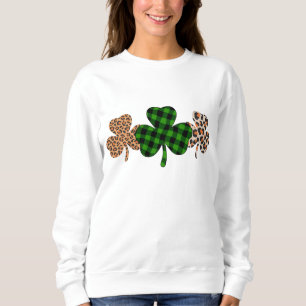 St Patricks Day Lucky Irish Green Plaid Shamrock Sweatshirt