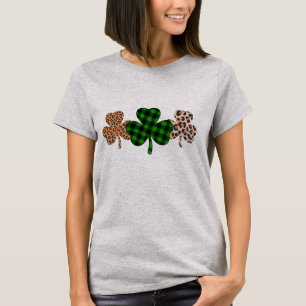 St Patricks Day Lucky Irish Green Plaid Shamrock T-Shirt