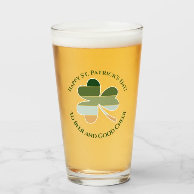 St. Patrick's Day Lucky Irish Shamrock Retro Glass (Front Filled)
