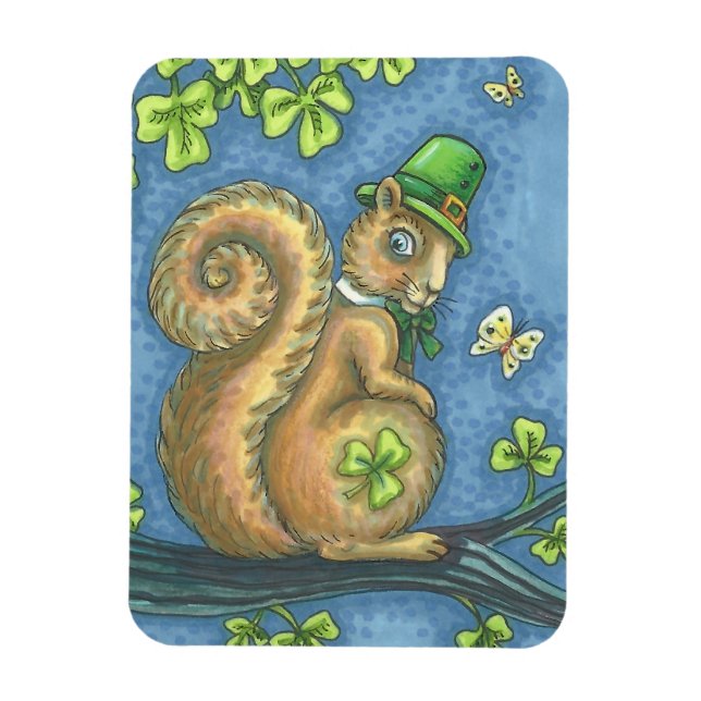 St. Patrick's Day LUCKY IRISH SQUIRREL MAGNET (Vertical)