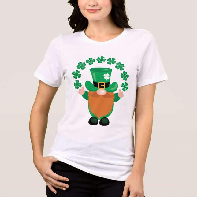 St. Patrick's Day Lucky Leprechaun Gnome Tri-Blend Shirt (Front)