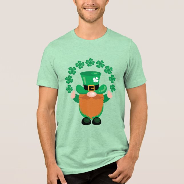 St. Patrick's Day Lucky Leprechaun Gnome Tri-Blend Shirt (Front)