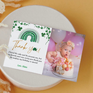 St patrick's day lucky one birthday thank you card