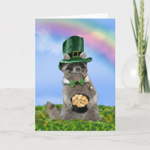 St Patrick's Day - Lucky Racoon Card