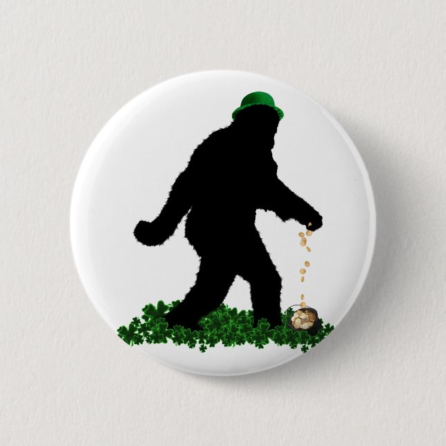 St Patrick's Day Lucky Sasquatch 6 Cm Round Badge (Front)