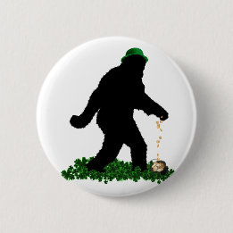 St Patrick's Day Lucky Sasquatch 6 Cm Round Badge