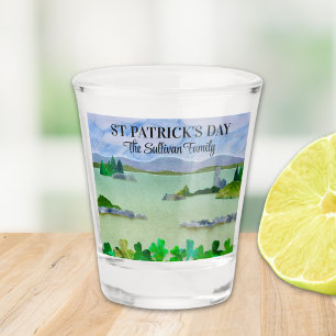 St Patrick's Day Lucky Shamrock Custom Name Shot Glass