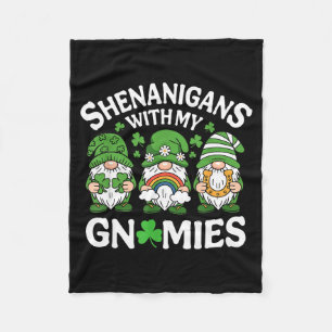 St patricks day lucky shamrock gnomes irish women fleece blanket