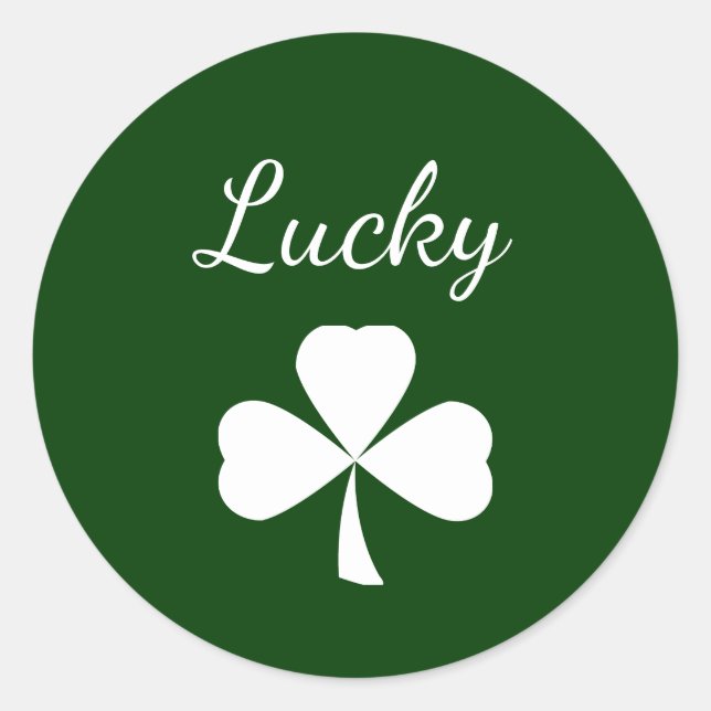 St. Patrick's Day Lucky Shamrock Green Classic Round Sticker (Front)