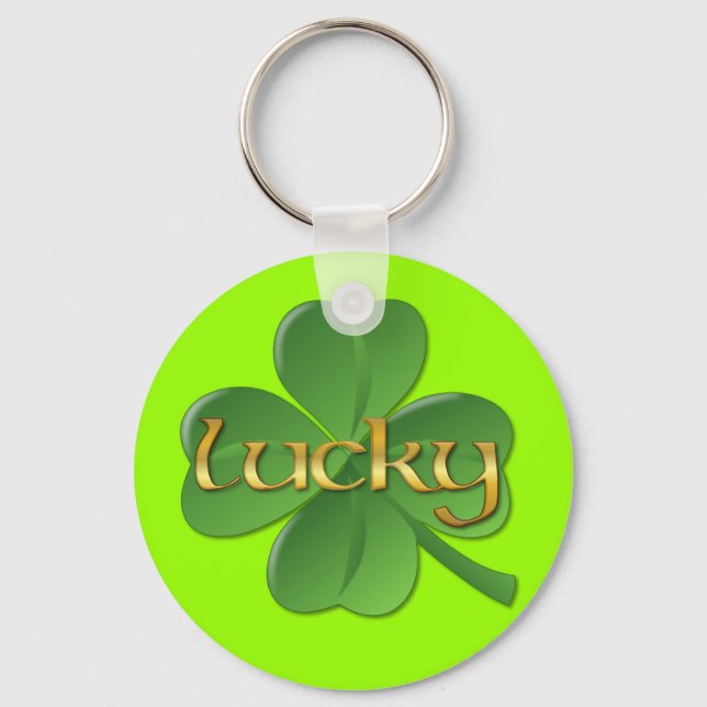 St. Patrick's Day Lucky Shamrock Key Ring (Front)