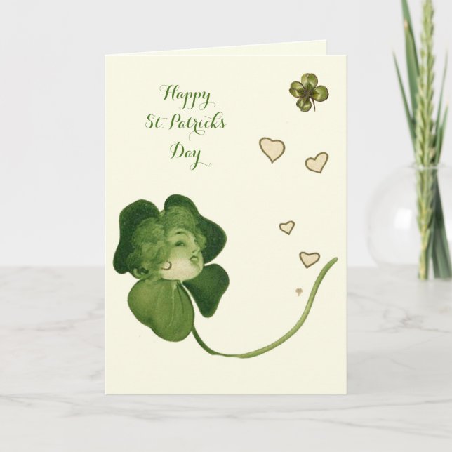 ST PATRICK'S DAY LUCKY SHAMROCK LADIES WITH HEARTS CARD (Front)