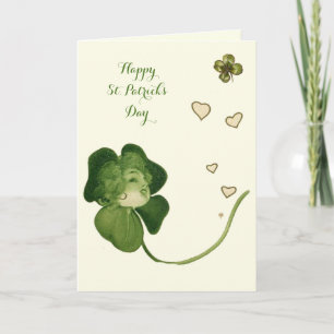 ST PATRICK'S DAY LUCKY SHAMROCK LADIES WITH HEARTS CARD