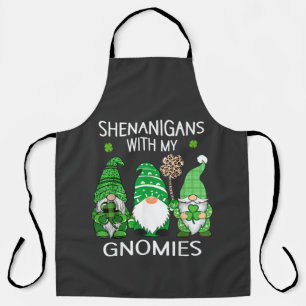 St Patricks Day Lucky Shamrock Leopard Apron