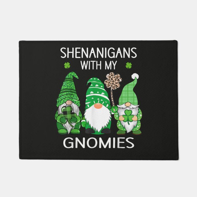 St Patricks Day Lucky Shamrock Leopard Doormat (Front)