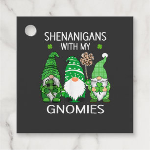 St Patricks Day Lucky Shamrock Leopard Gnomes Favour Tags