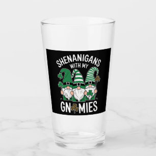 St Patricks Day Lucky Shamrock Leopard Gnomes  Glass