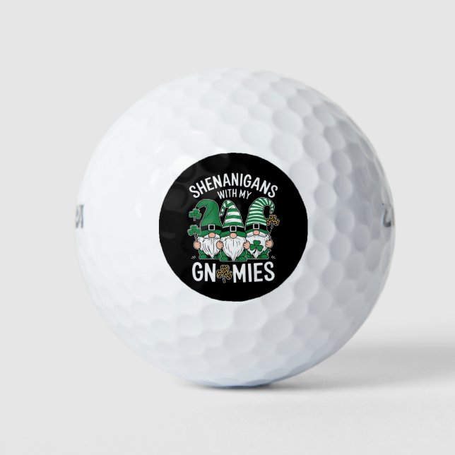 St Patricks Day Lucky Shamrock Leopard Gnomes  Golf Balls (Front)