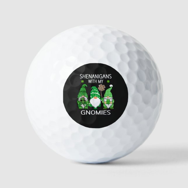 St Patricks Day Lucky Shamrock Leopard Gnomes  Golf Balls (Front)