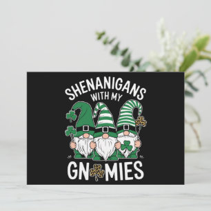 St Patricks Day Lucky Shamrock Leopard Gnomes  Invitation