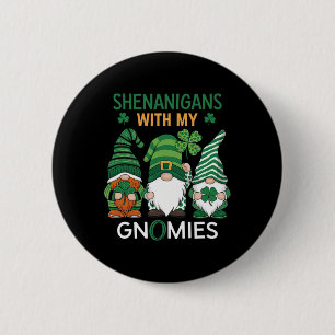 St Patricks Day Lucky Shamrock Leopard Gnomes Iris 6 Cm Round Badge