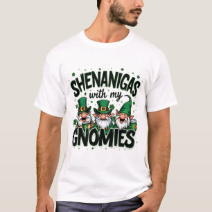 St Patricks day lucky Shamrock leopard gnomes Iris T-Shirt