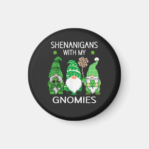 St Patricks Day Lucky Shamrock Leopard Gnomes Magnet
