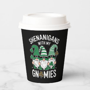 St Patricks Day Lucky Shamrock Leopard Gnomes  Paper Cups