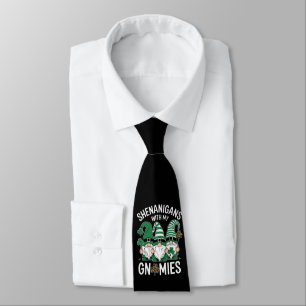 St Patricks Day Lucky Shamrock Leopard Gnomes Tie