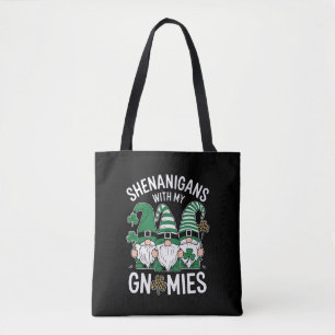 St Patricks Day Lucky Shamrock Leopard Gnomes  Tote Bag