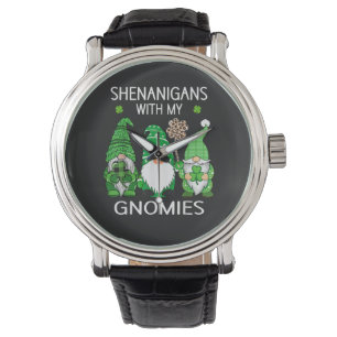 St Patricks Day Lucky Shamrock Leopard Gnomes Watch