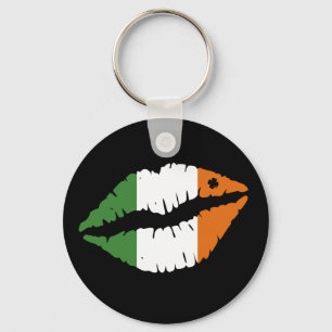 St Patrick's Day Lucky Shamrock Lips Irish Key Ring