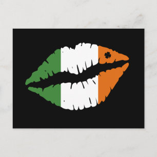 St Patrick's Day Lucky Shamrock Lips Irish Postcard