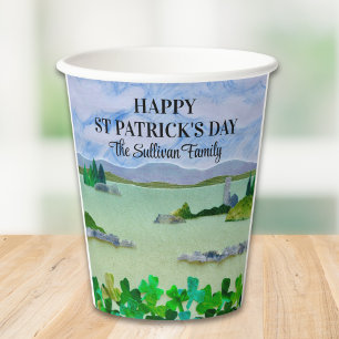 St Patrick's Day Lucky Shamrock Personalised Paper Cups